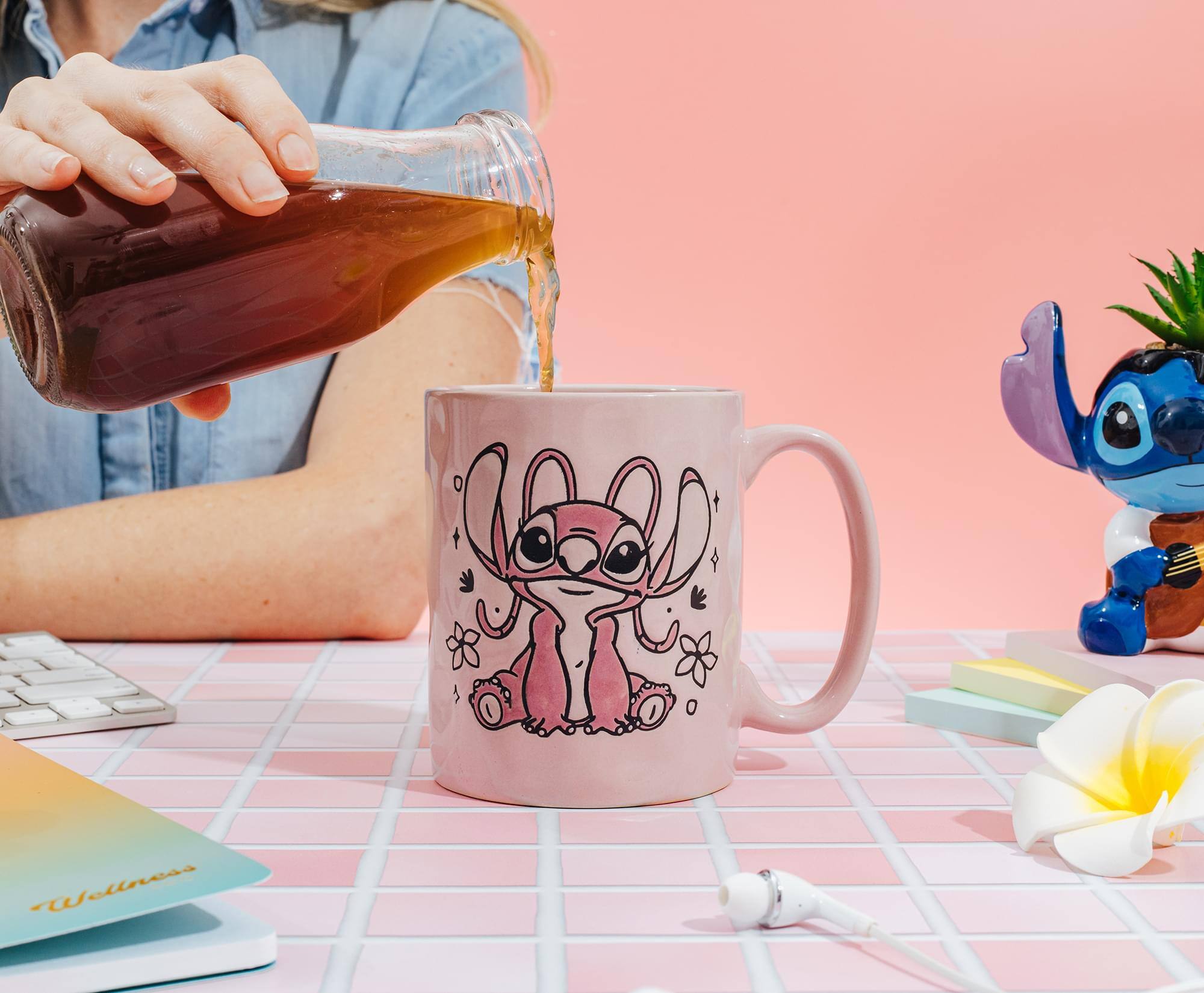 Alt View 2. Silver Buffalo - Disney Lilo & Stitch Angel Floral Ceramic Pottery Mug | Holds 17 Ounces - Multi-Colored.