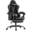 Front. Homall - Gaming Chair Massage Ergonomic Chair PU Leather Height Adjustable Racing Chair with Footrest & Lumbar Support - BLACK.