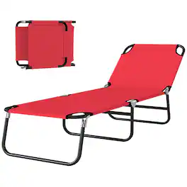 Outsunny - Chaise Lounge Pool Chairs, Outdoor Sun Tanning Chairs with 5-Level Reclining Back, Steel Frame for Beach, Yard - Red