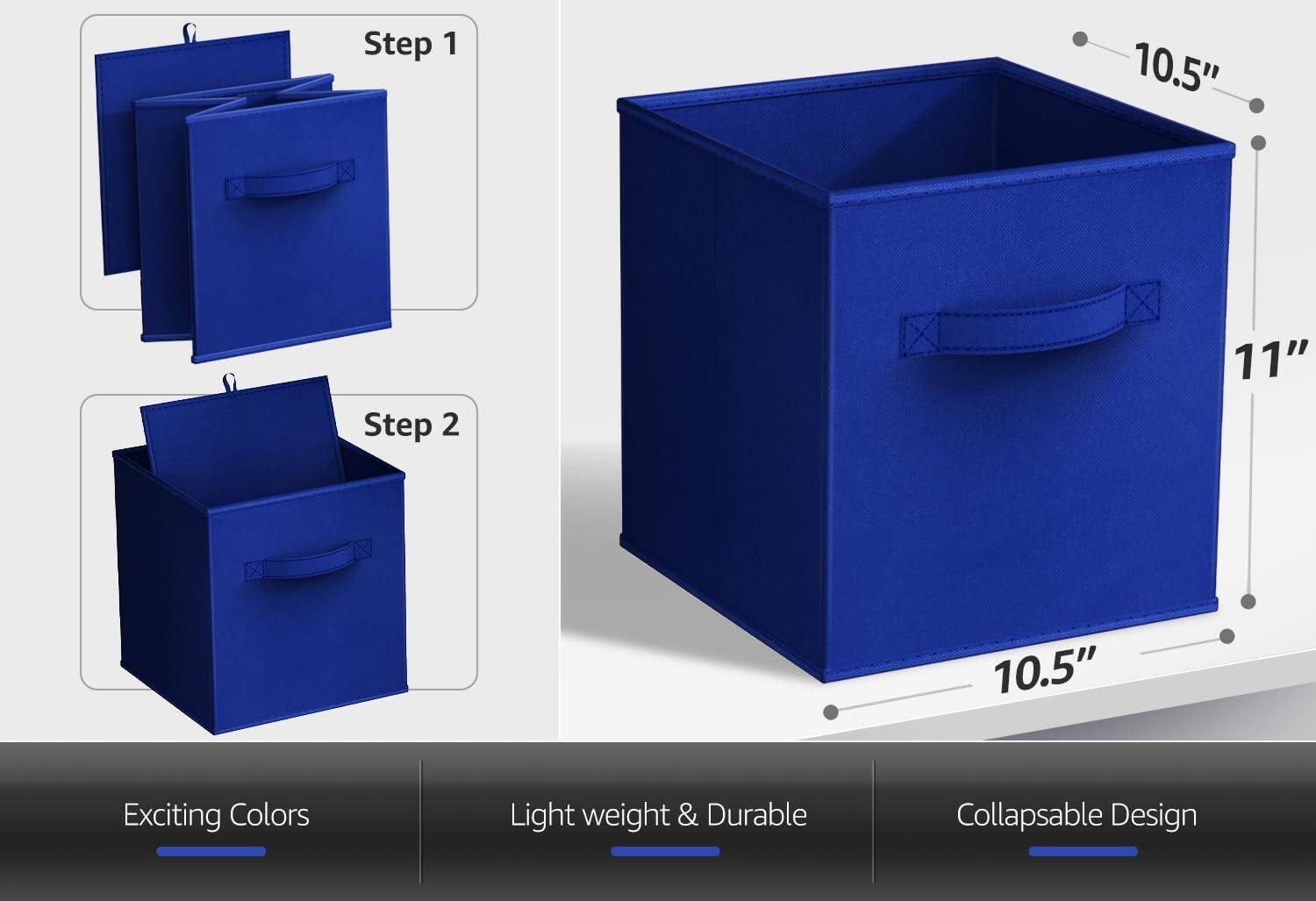 Step 1  
Step 2  

10.5"  
11"  

Exciting Colors  
Light weight & Durable  
Collapsible Design
