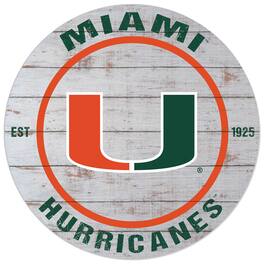 Jardine - Miami Hurricanes 20'' x 20'' Indoor/Outdoor Weathered Circle Sign - White