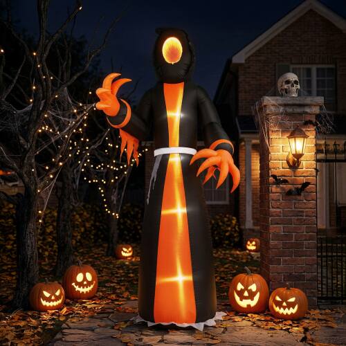 Alt View 10. Winado - 12FT Halloween Inflatable Lighted Grim Reaper with Mirror Tunnel Face for Outdoor Holiday Garden Yard Party Decoration - Yellow & Black.