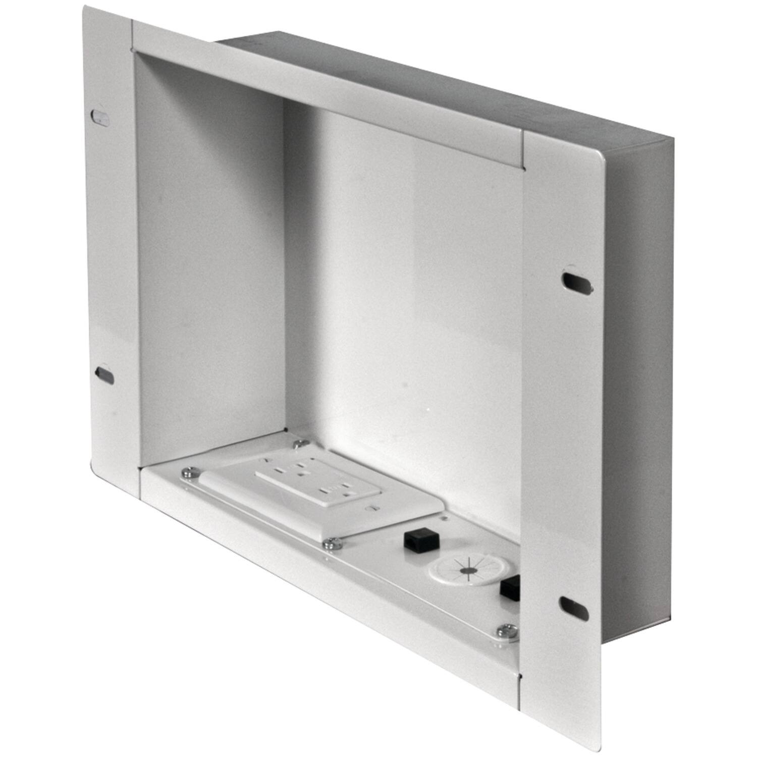 Front. Peerless-AV - Peerless-av Iba2ac-w In-wall Accessory Box With 125-volt Duplex Power Receptacle, Iba2ac-w - silver.