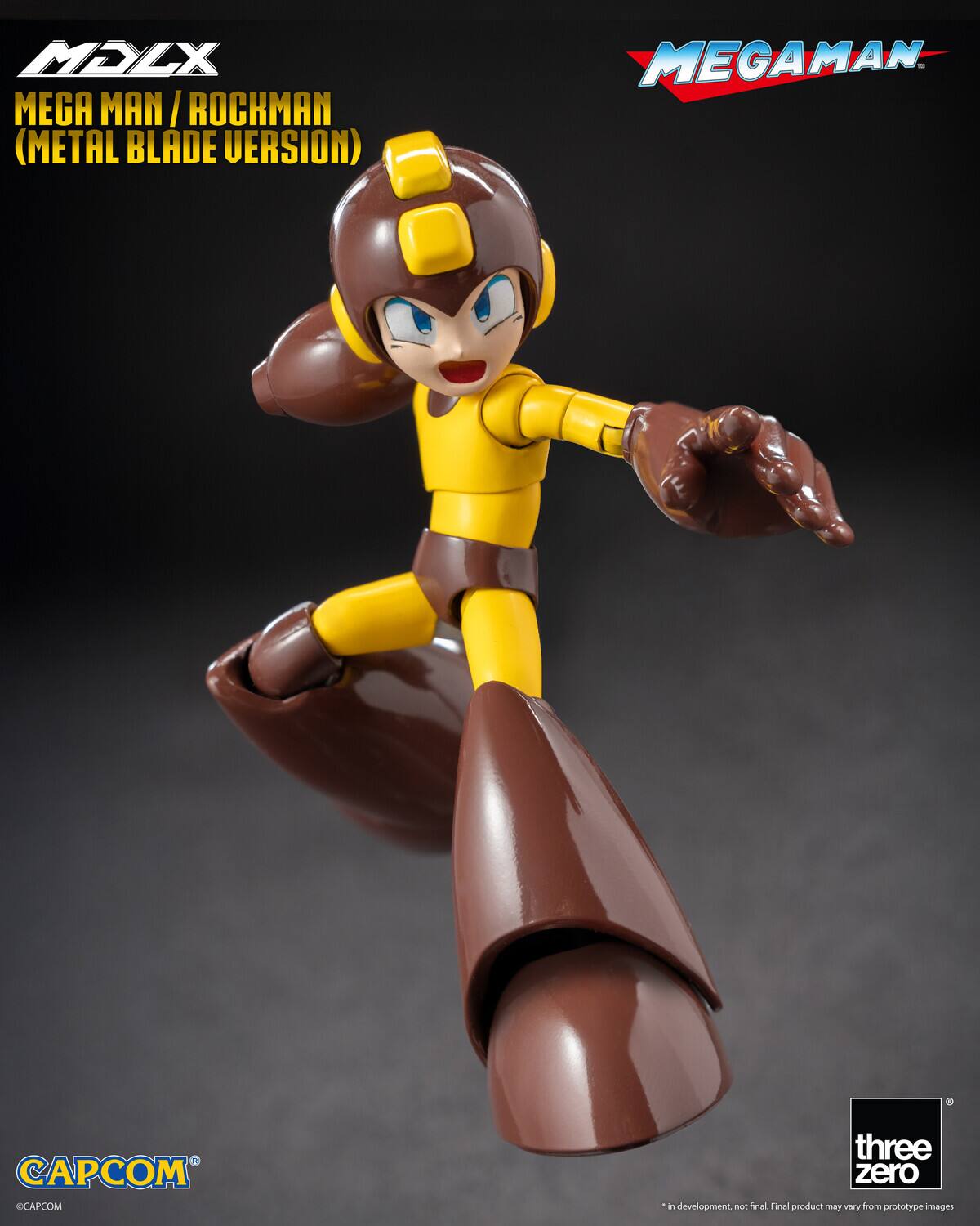 MELX MEGA MAN / ROCKMAN I (METAL BLADE VERSION) MEGAMAN.  
CAPCOM APCOM three zero i development, not final. Final product may vary from prototype images