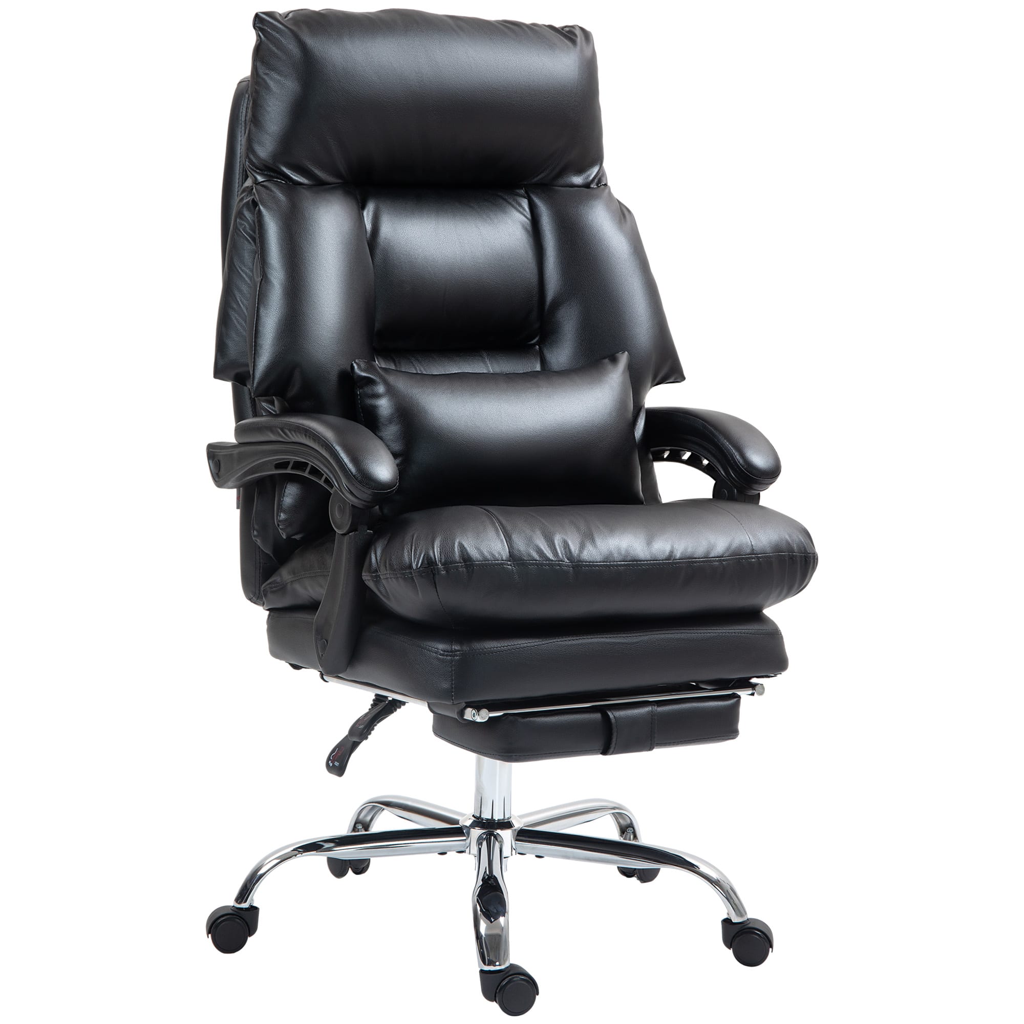 Anysun - Reclining Upholstered Leather Overstuffed Office Chair with Foot Rest and djustable Backrest - Black