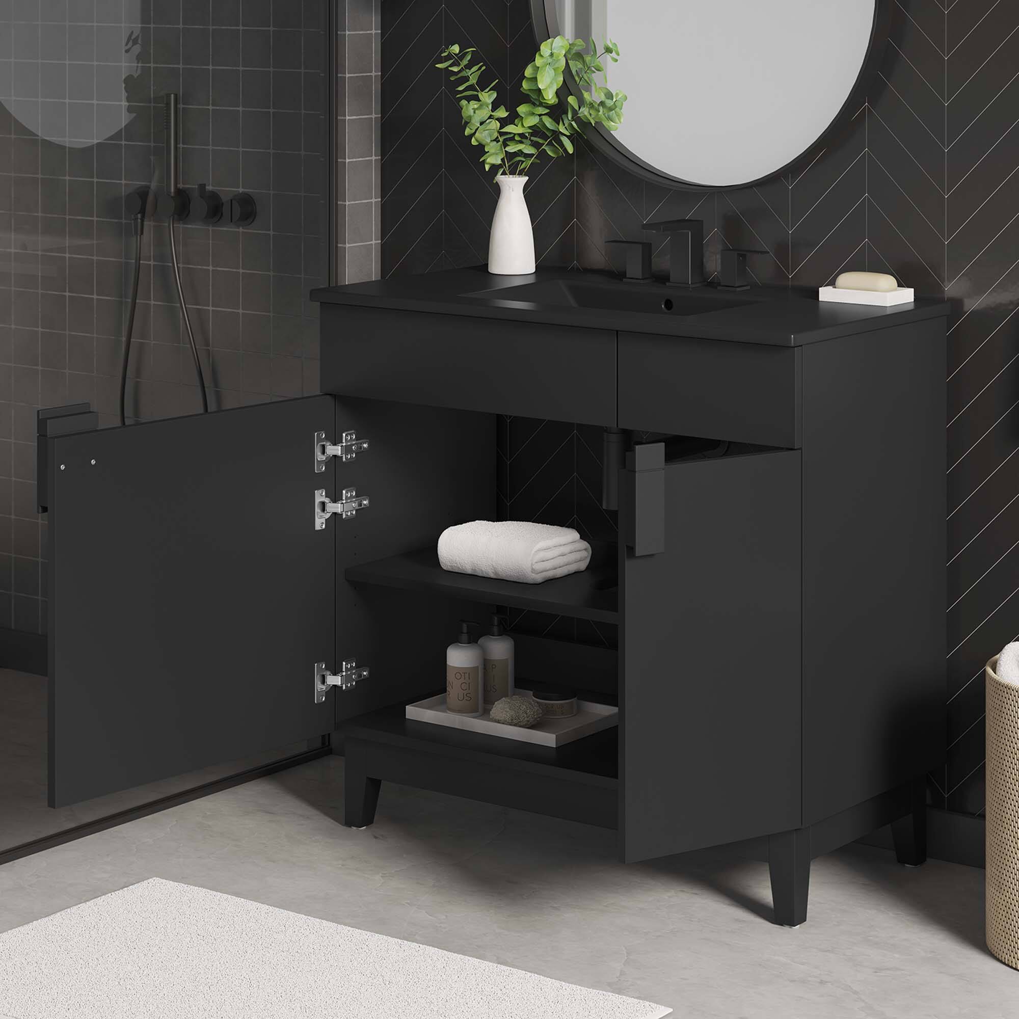 Alt View 1. Modway - Miles Bathroom Vanity Basin Included by Modway - Black Black.
