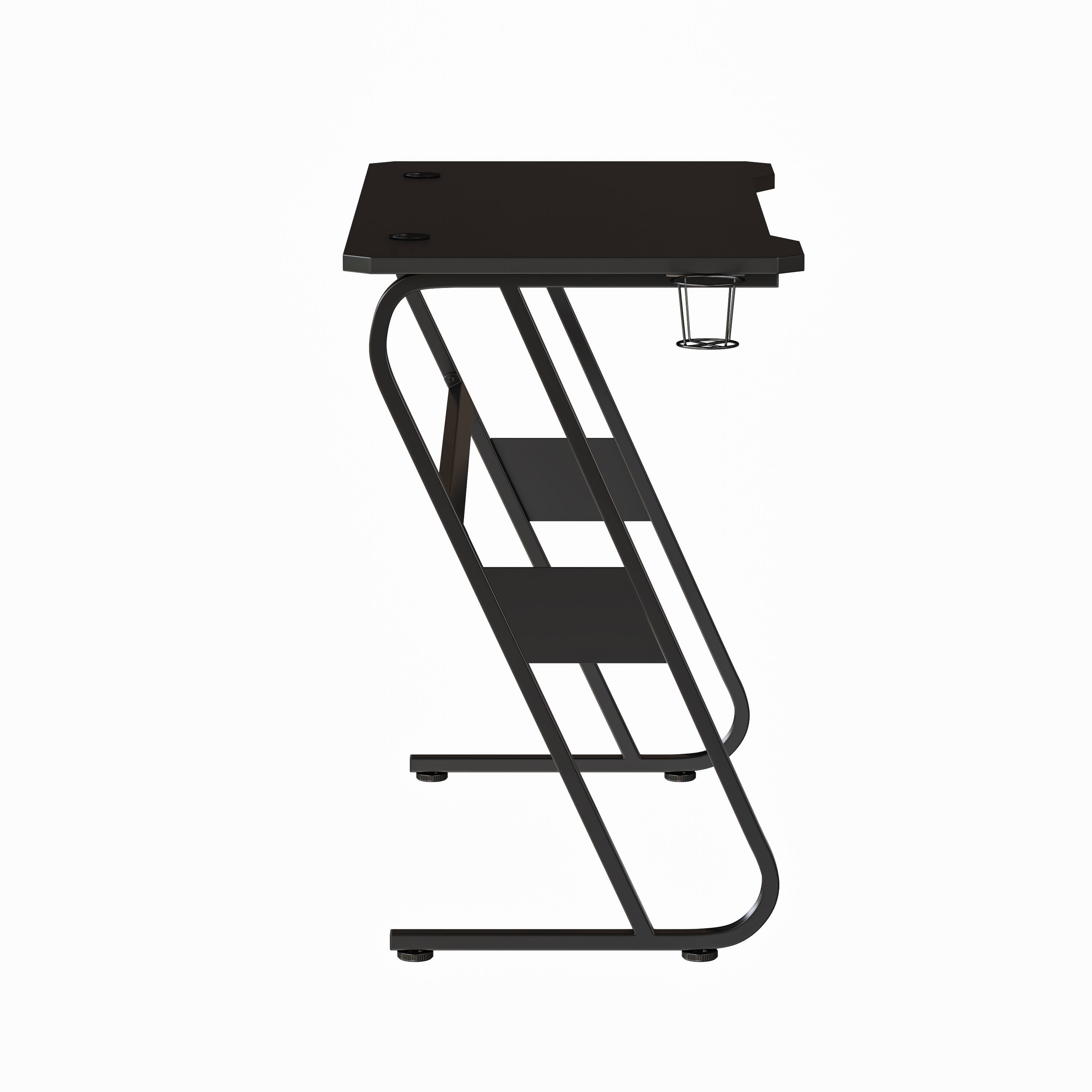 Alt View 7. Emma + Oliver - Professional Gaming Ergonomic Desk with Cup Holder and Headphone Hook - Black.