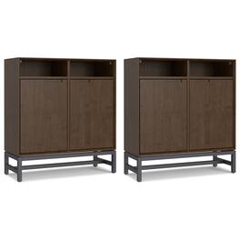Simpli Home - Banting 36 inch Storage Cabinet (Set of 2) - Walnut Brown