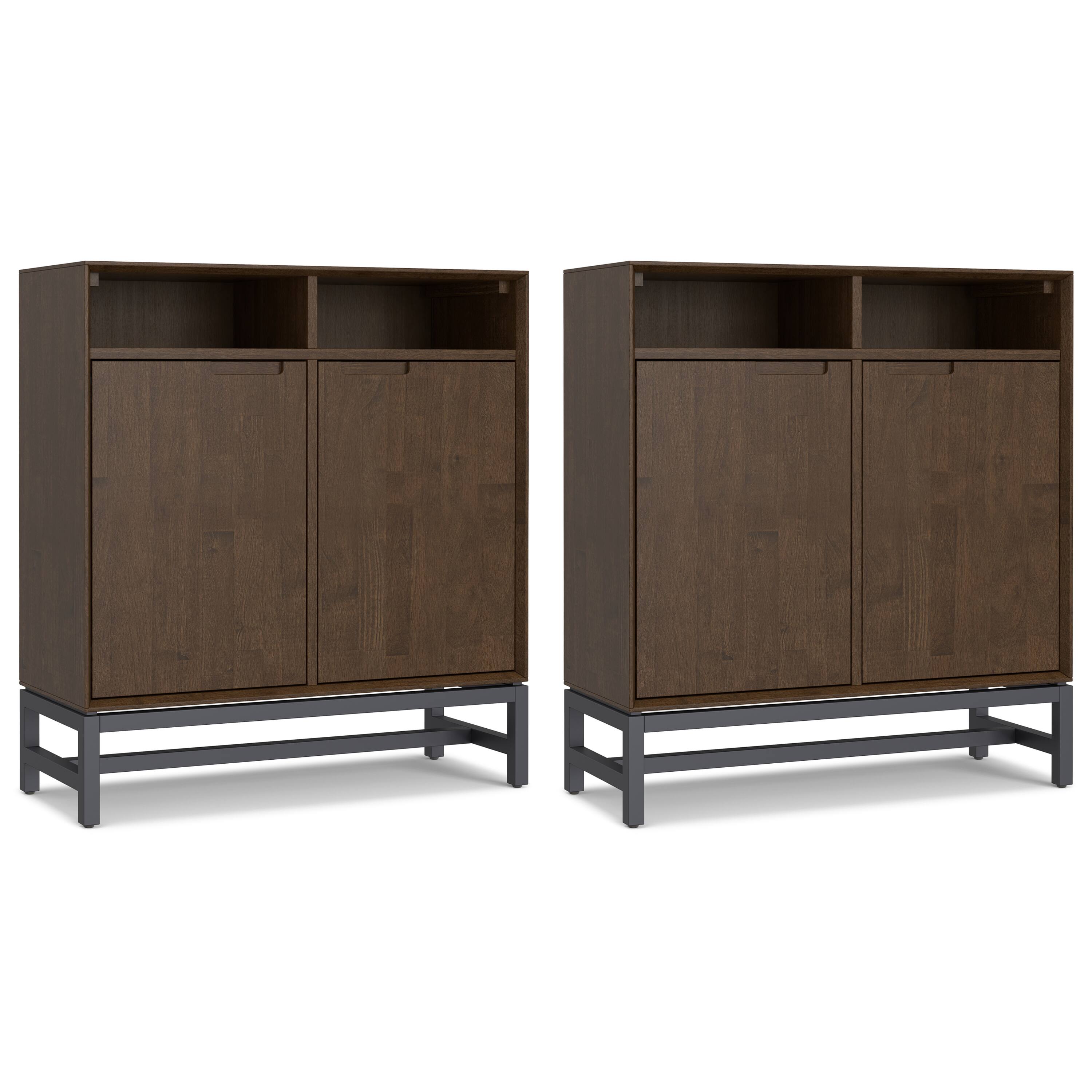 Front. Simpli Home - Banting 36 inch Storage Cabinet (Set of 2) - Walnut Brown.