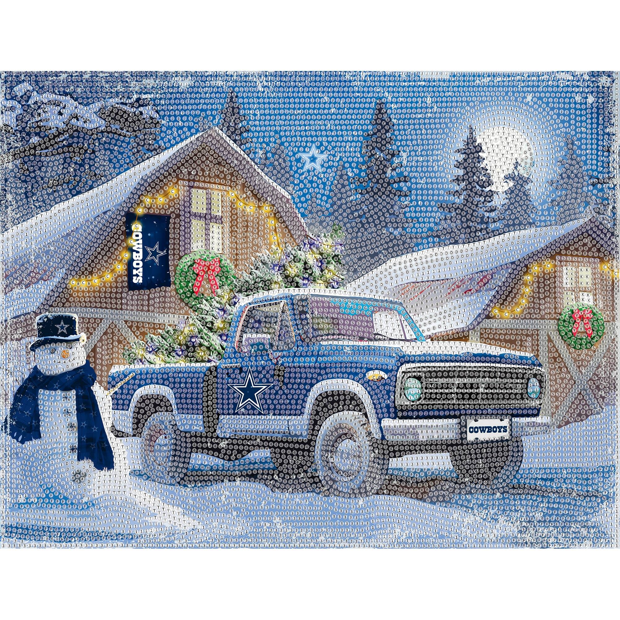 Alt View 3. Sporticulture - Dallas Cowboys Winter Truck Diamond Art Holiday Craft Kit - Multicolor.