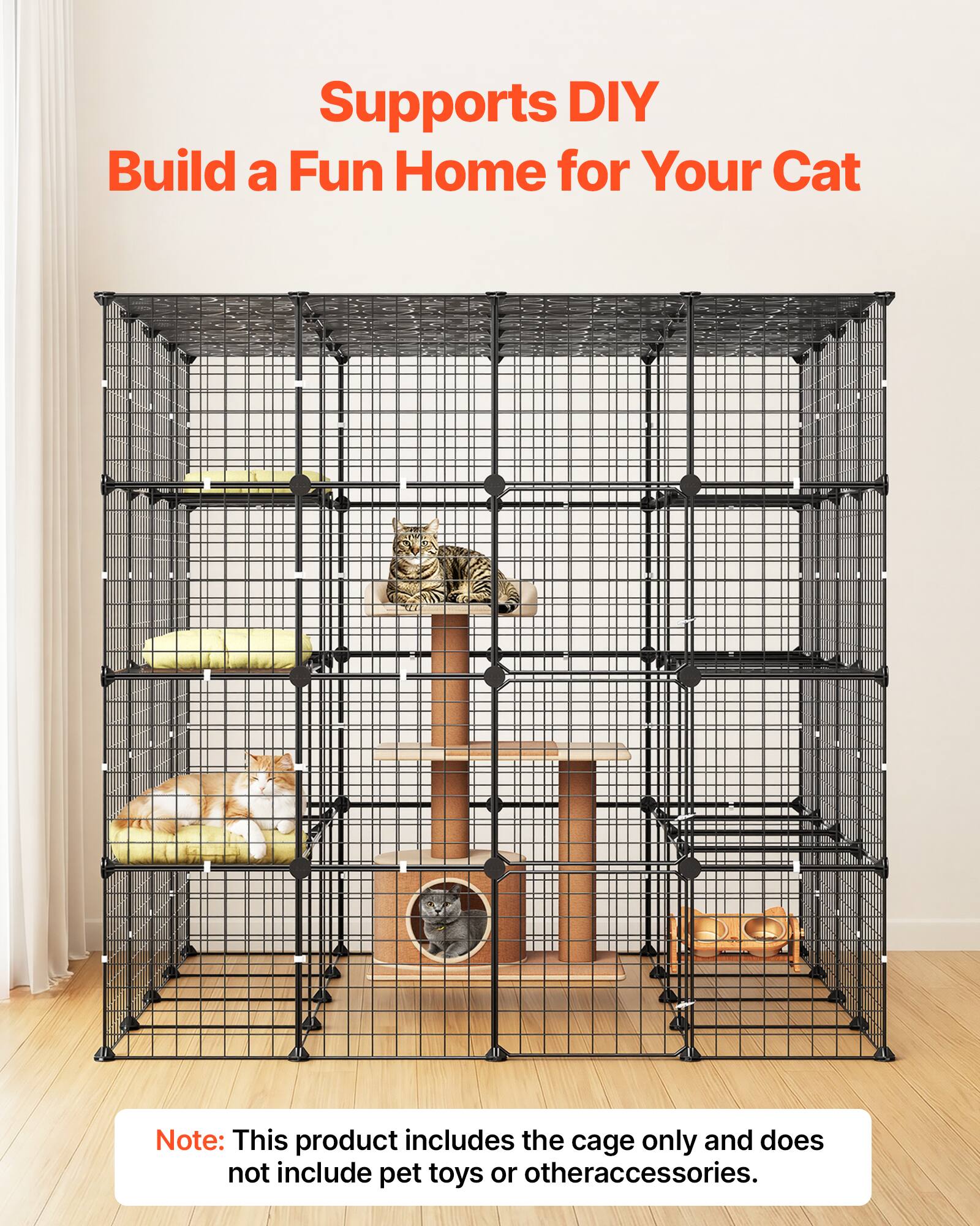 Supports DIY Build a Fun Home for Your Cat

Note: This product includes the cage only and does not include pet toys or other accessories.