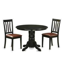 East West Furniture - 3 Pcsmall Kitchen Table set for 2-Small Kitchen Table and 2 Kitchen Chairs - Black