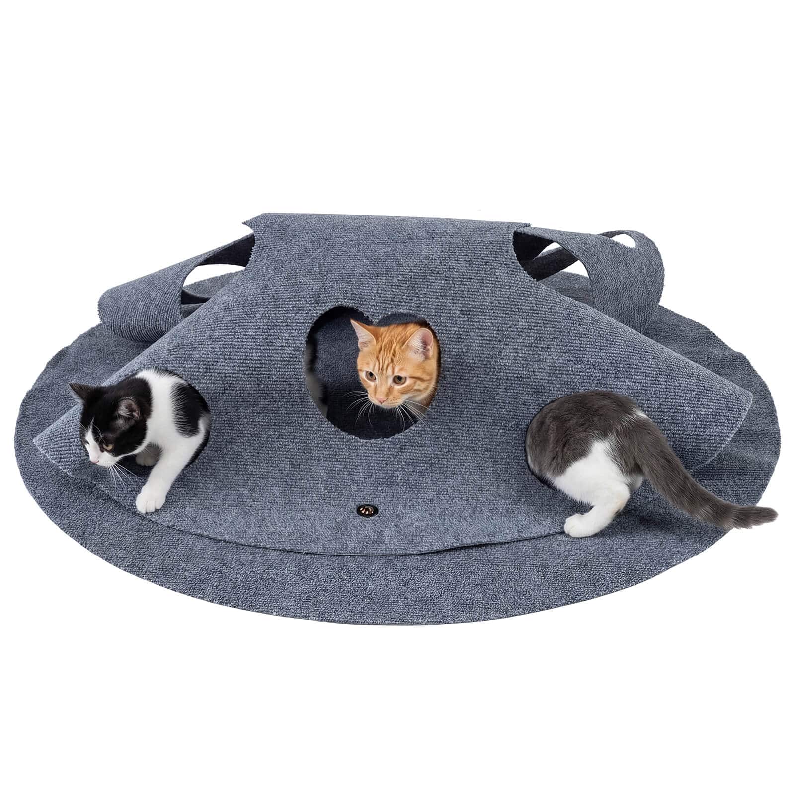 Costway - 40" Interactive Foldable Cat Tunnel with 8 Funny Cat Holes Pet Accessory for Indoor - Gray