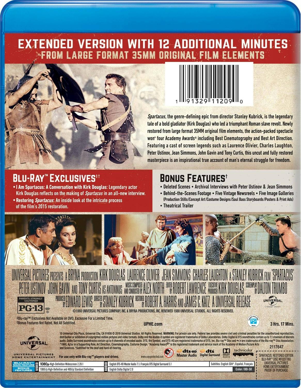 Back. Spartacus (Restored) [Blu-ray].