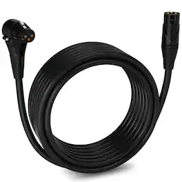 Lyxpro - 25 Ft Right Angle XLR Cable, Female to Male, 3 Pin Microphone Cable - Black