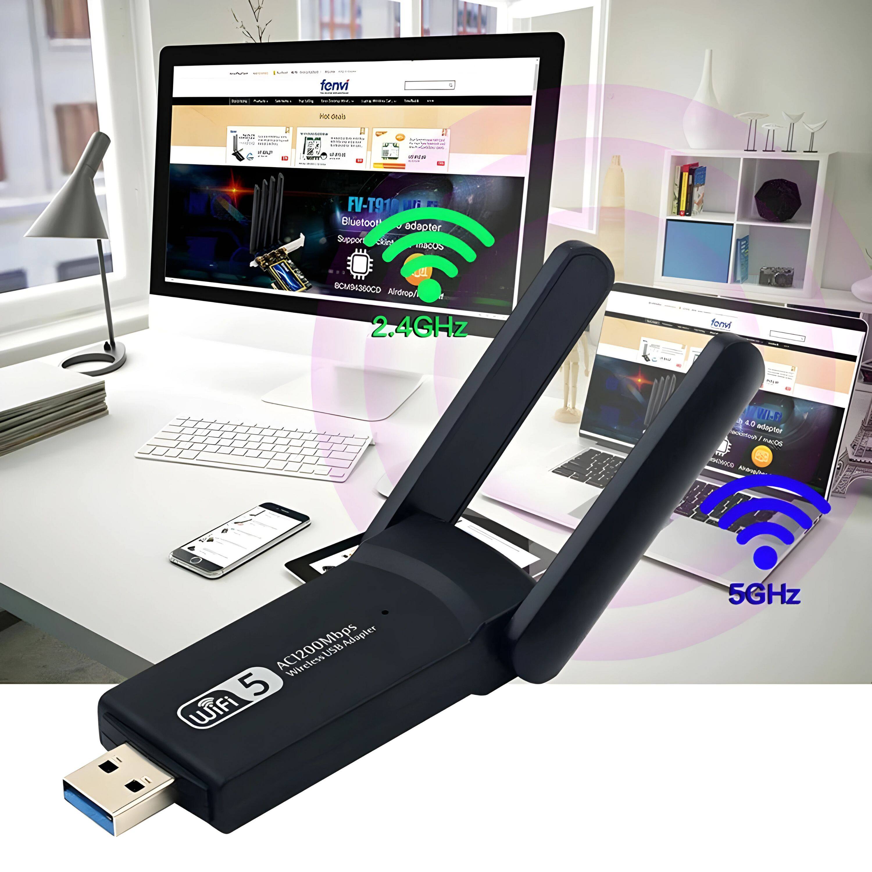 - Fenvi
- FV-T910 USB Wireless Adapter
- Bluetooth 5.0
- Support 2.4GHz & 5GHz
- BCM9360C0
- AirDrop
- 2.4GHz
- 5GHz
- AC1200Mbps
- Wireless USB Adapter
- WiFi 5