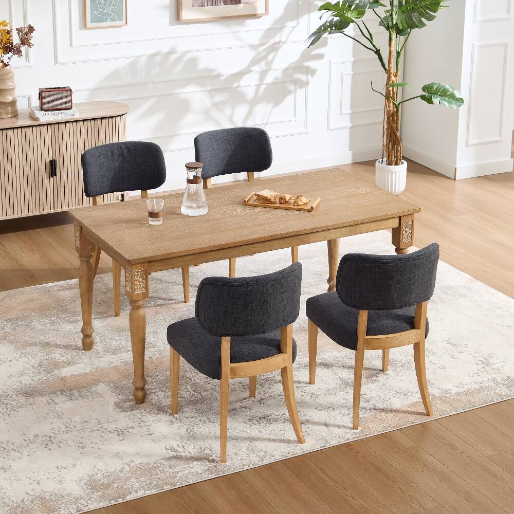 Alt View 7. Loheer - Loheer Wooden Dining Chairs Set of 2 Dark Grey Fabric Upholstered Modern Farmhouse Kitchen Chairs for Small Space - Dark Grey.