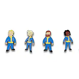 Fallout - Vault Dweller Pins | Collectible Metal Enamel Pin Set | Includes 4 Pins - Blue