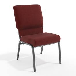 Emma + Oliver - Church Chair 20.5 in. Wide - Maroon Fabric/Silver Vein Frame