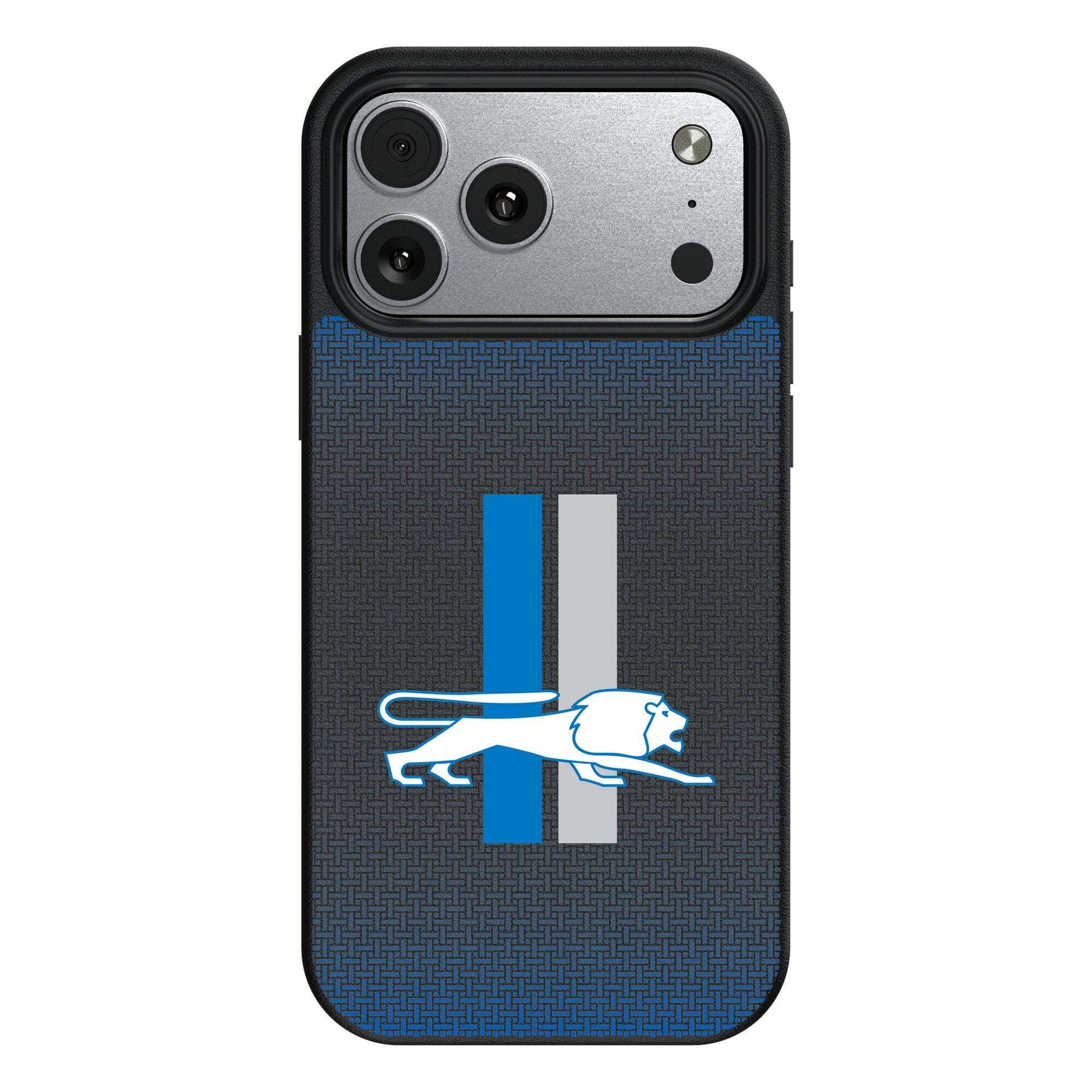 Keyscaper - NFL - Detroit Lions Linen Logo iPhone Magnetic Bump Case - 15 - Black