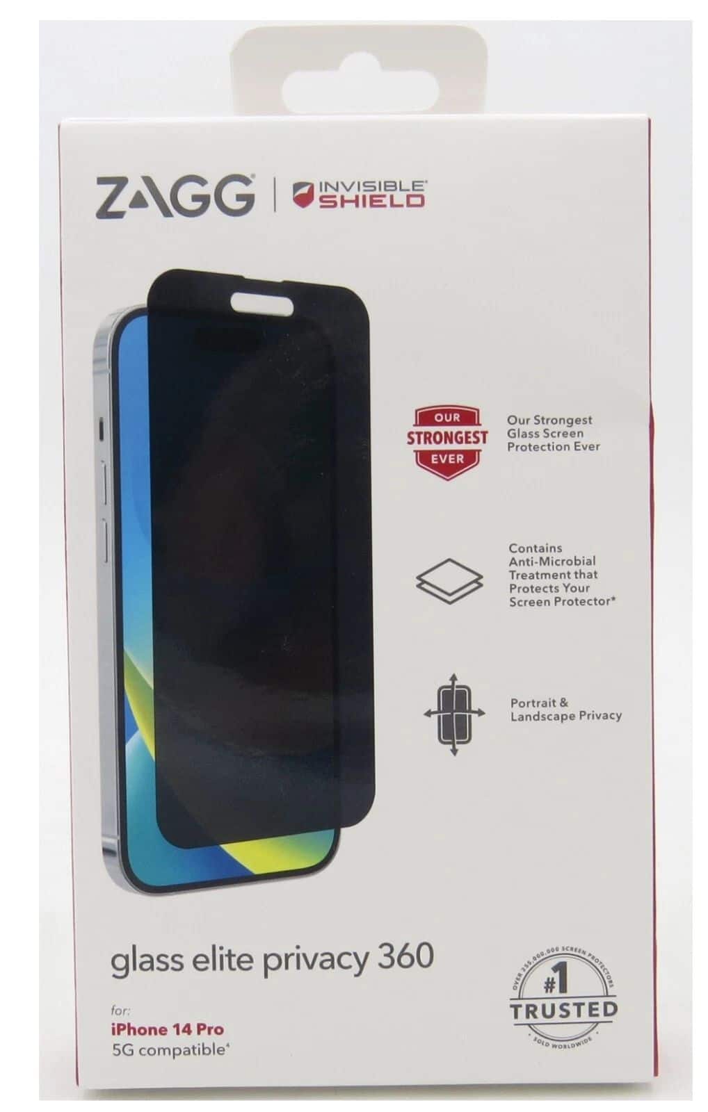 ZAGG - Invisible Shield Glass Elite Privacy 360 For iphone 14 Pro 5G - Clear