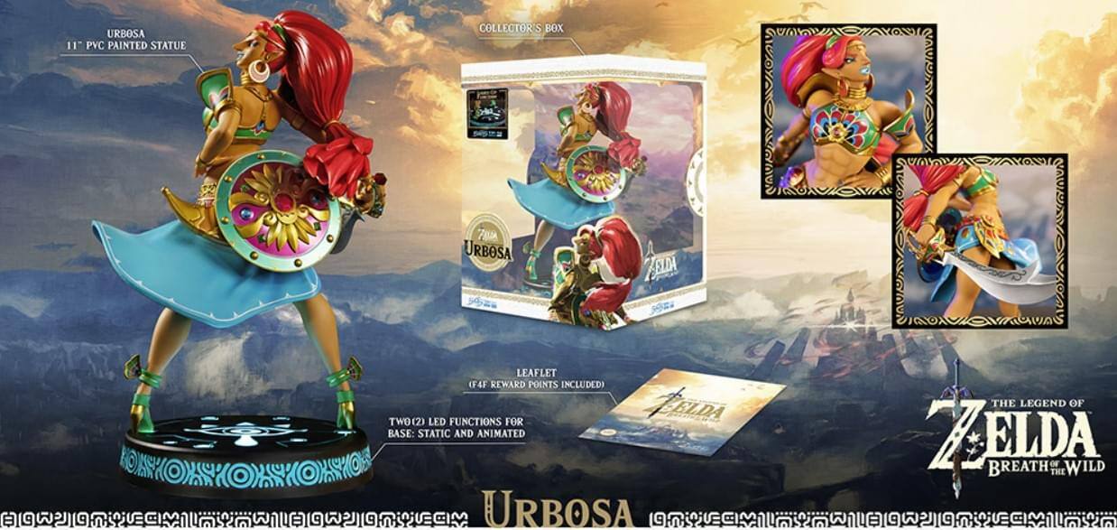 URBOSA 11" PVC PAINTED STATUE COLLECTOR'S BOX 70 URBOSA TAUM LEAFLET (F4F REWARD POINTS INCLUDED) ELDA TWO(2) LED FUNCTIONS FOR BASE: STATIC AND ANIMATED A00..MAAWAOWO.ON URBOSA THE LEGEND OF ZELDA BREATH OF THE WILD