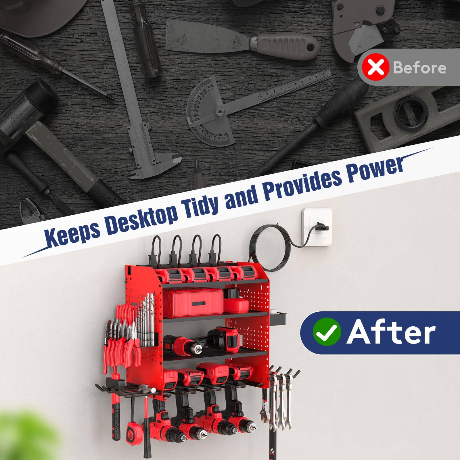 - Before
- Keeps Desktop Tidy and Provides Power
- After