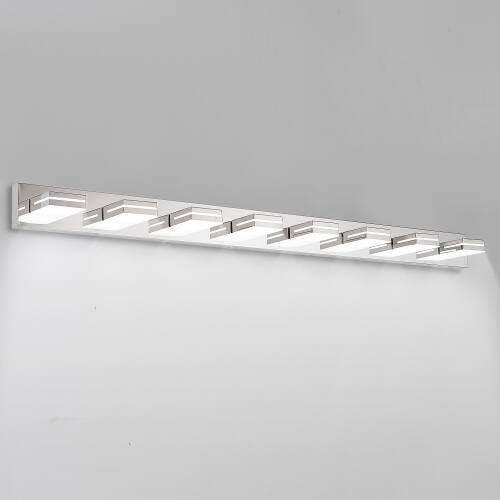 Alt View 4. LUCKY ONE - 8-Light Chrome LED Vanity Light, Wall Mount Sconce for Bathroom Mirror, Sleek Minimalist Design - Chrome.