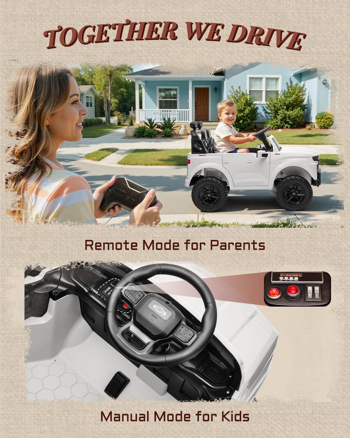 TOGETHER WE DRIVE

Remote Mode for Parents

Manual Mode for Kids
