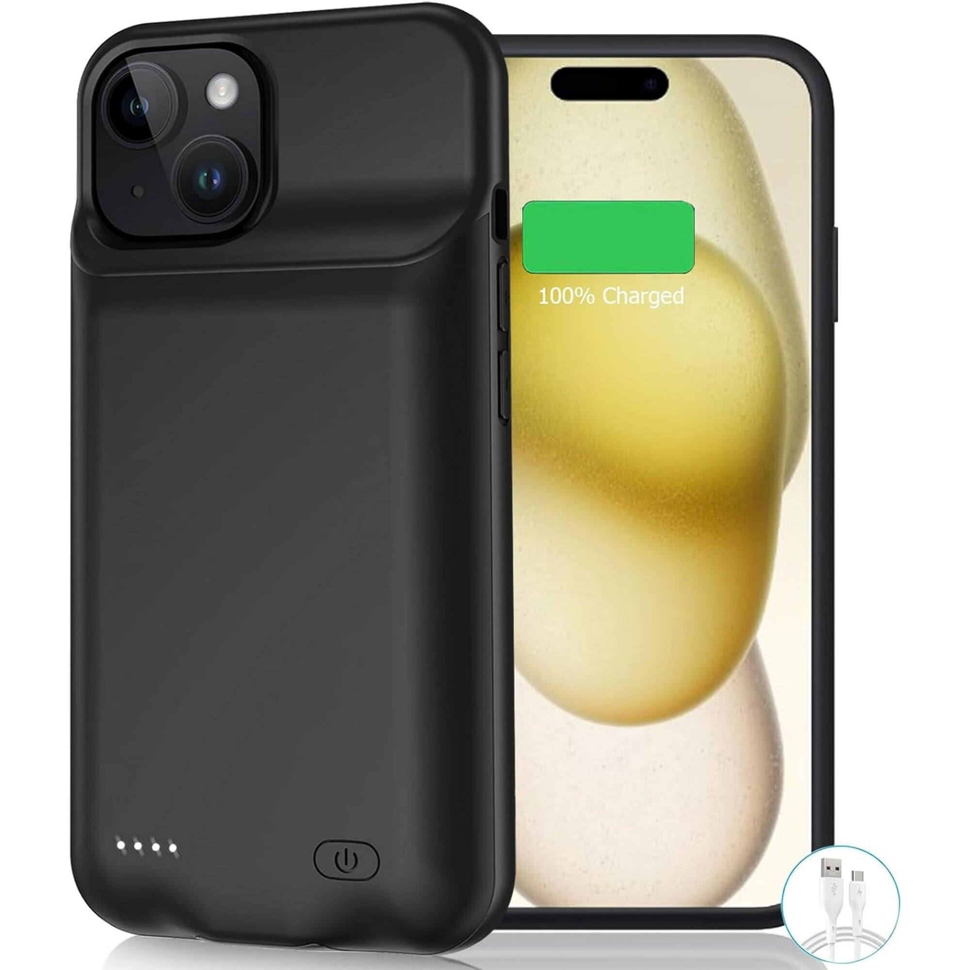Entronix - 7000mAh Powerbank Case for iPhone 15 Plus - Ultimate Protection and Charging - Clear