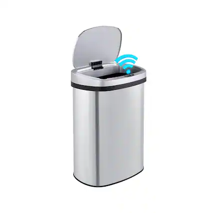 Front. Innovaze - 13 Gal./50L Stainless Steel Touchless Motion Sensor Trash Can for Kitchen & Office - Silver.