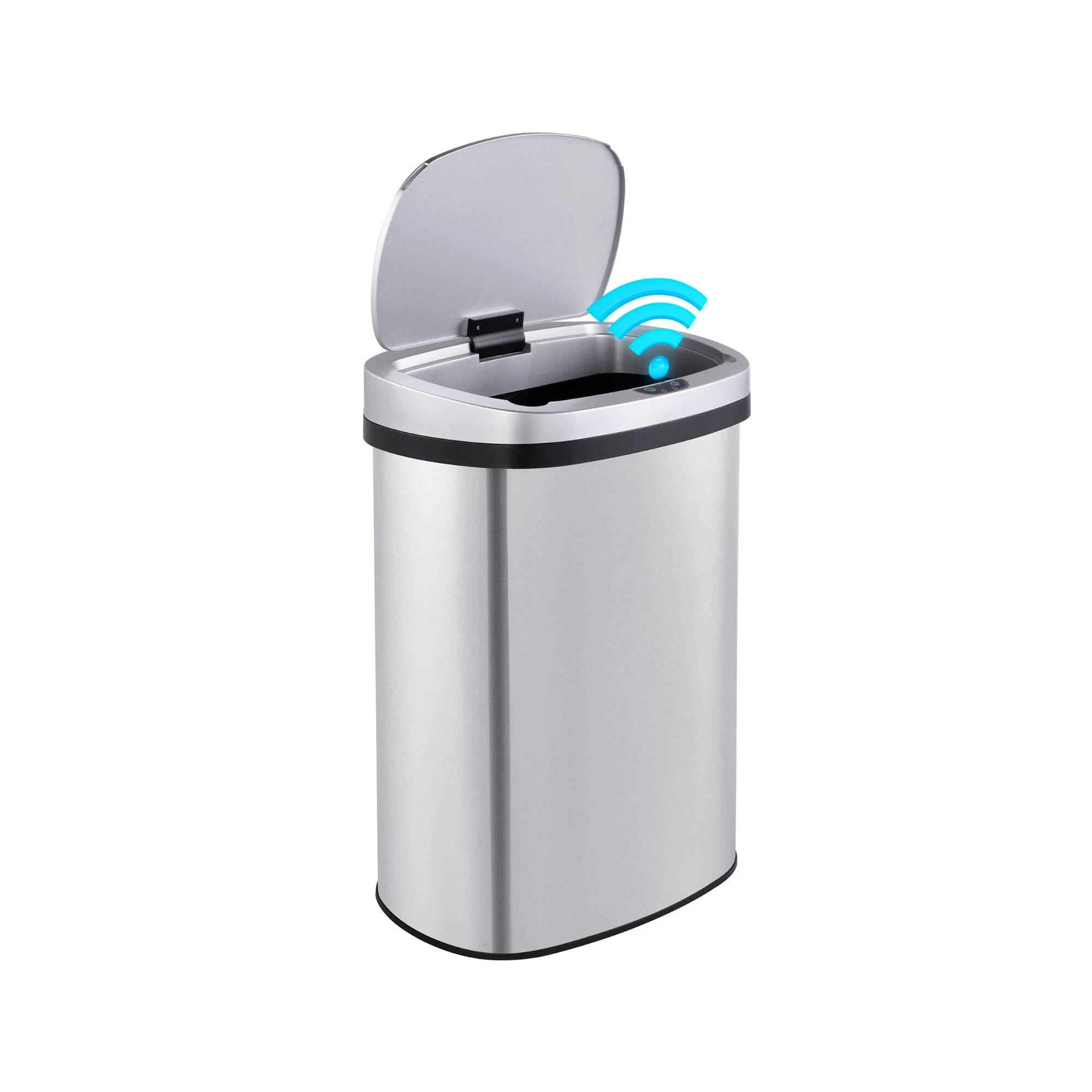 Front. Innovaze - 13 Gal./50L Stainless Steel Touchless Motion Sensor Trash Can for Kitchen & Office - Silver.