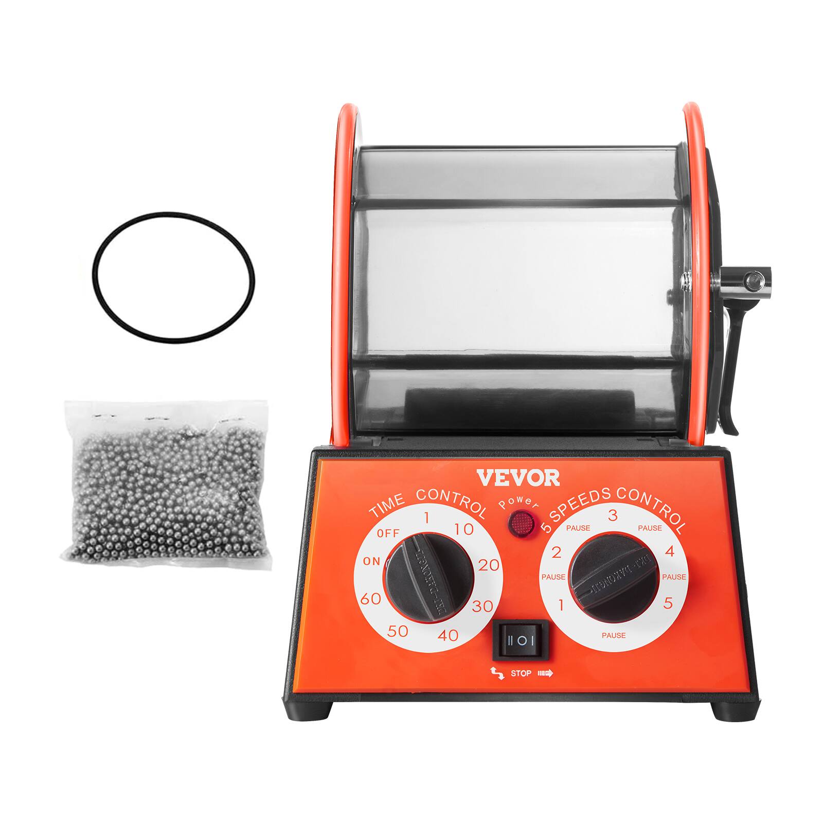 VEVOR TIME CONTROL  
POWER SPEEDS CONTROL  
1 10 20 30 40 50 60  
PAUSE OFF ON  
PAUSE 1 2 3 4 5  
STOP