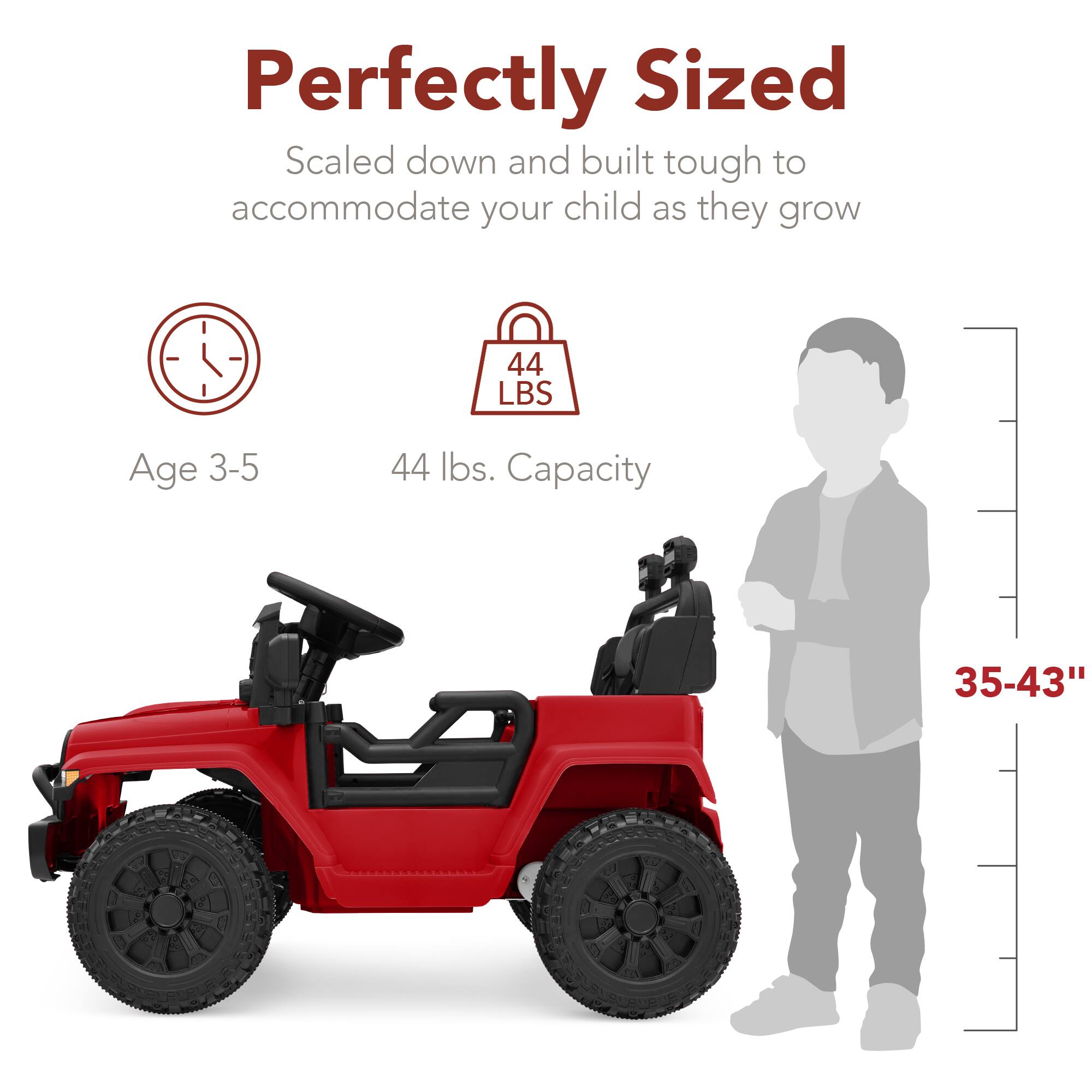 Perfectly Sized

Scaled down and built tough to accommodate your child as they grow

Age 3-5

44 lbs. Capacity

35-43"