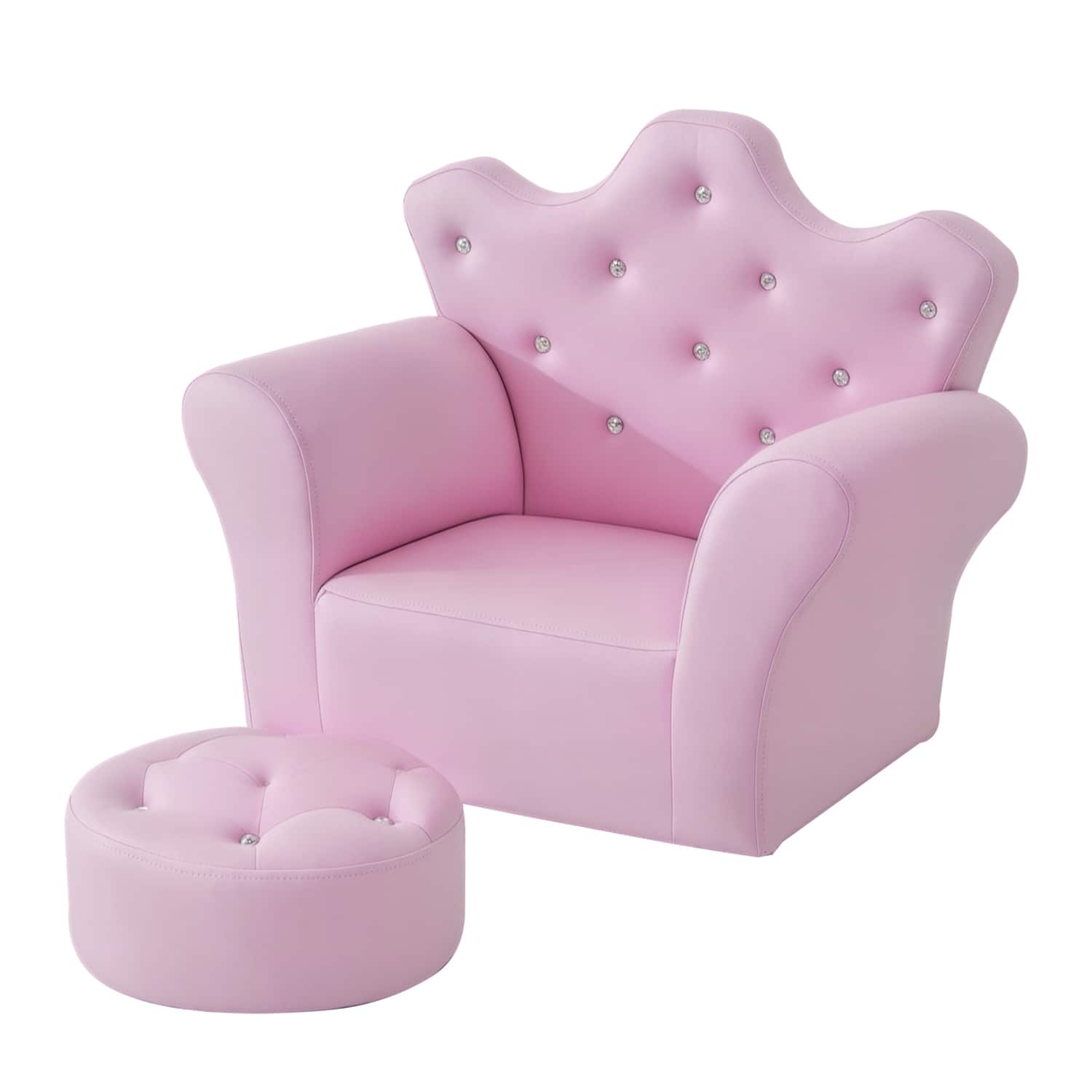 Qaba - Kids Sofa Set, Children's Upholstered Sofa, Footstool, Princess Sofa, Diamond Decorations, Baby Sofa Chair, Toddlers - Pink price history on PriceWatchPro