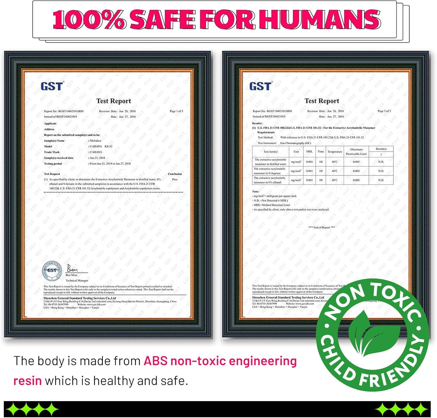 100% SAFE FOR HUMANS

GST Test Report

The body is made from ABS non-toxic engineering resin which is healthy and safe.

NON TOXIC
CHILD FRIENDLY