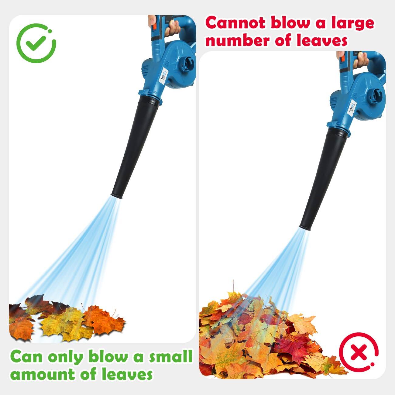 Cannot blow a large number of leaves

Can only blow a small amount of leaves