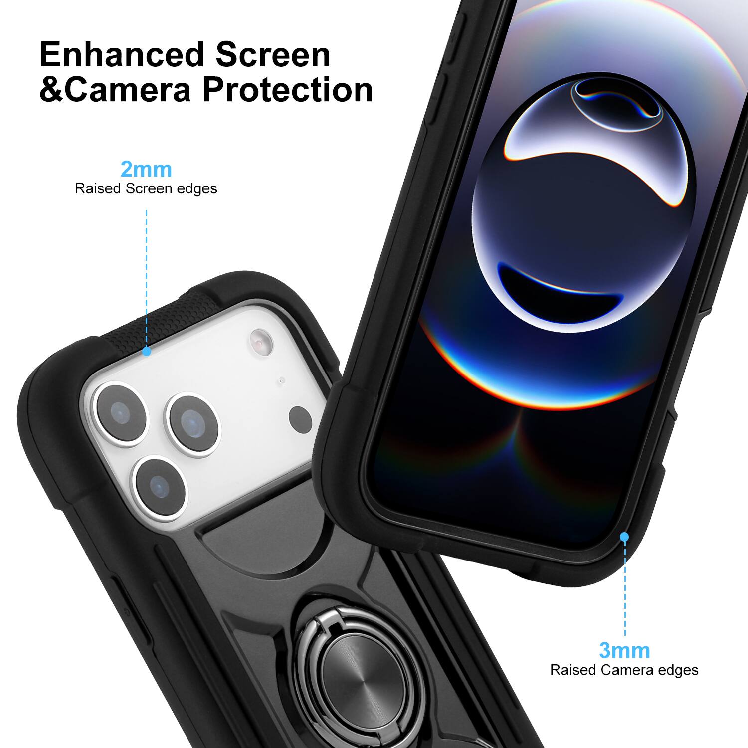 Enhanced Screen & Camera Protection

2mm Raised Screen edges

3mm Raised Camera edges