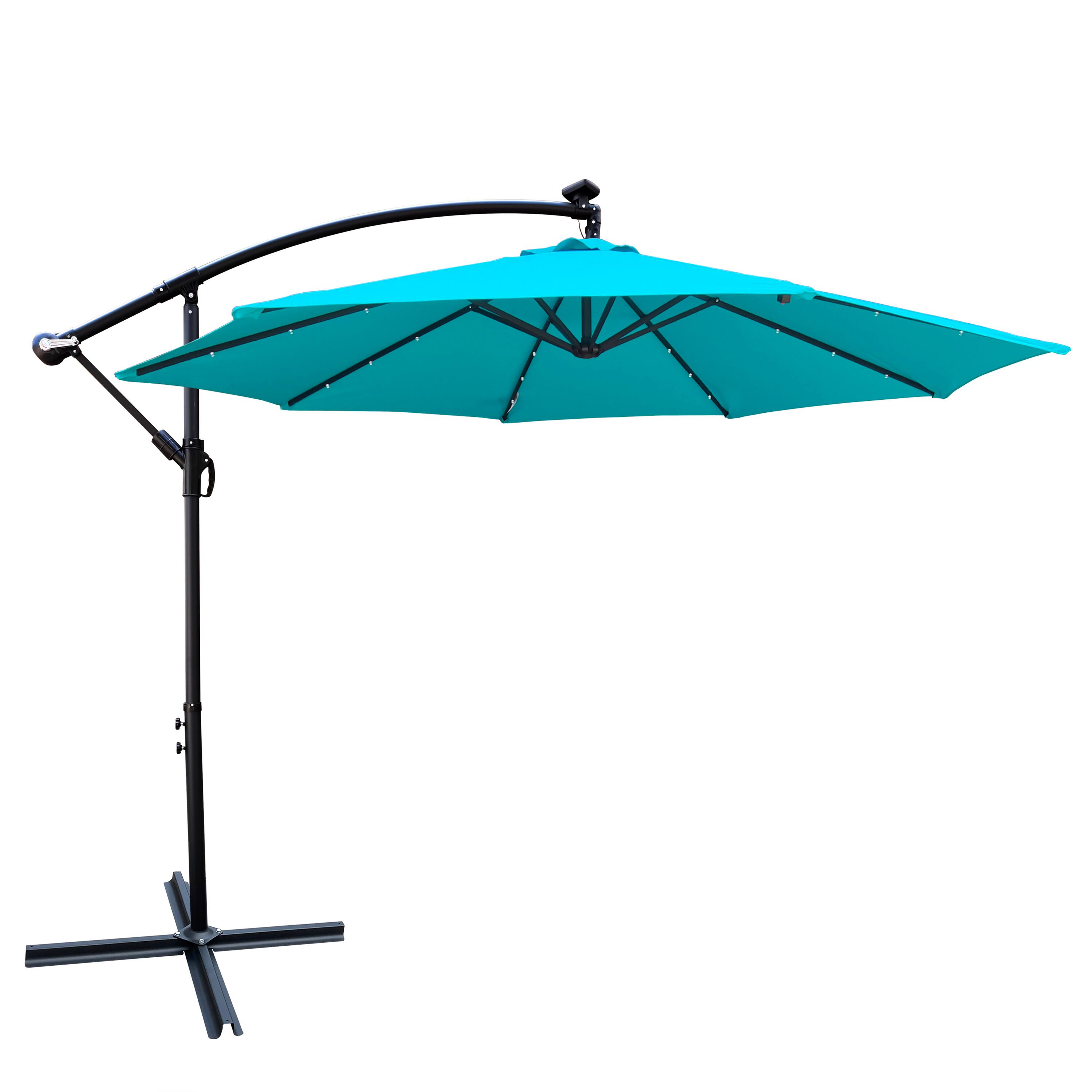 Alt View 2. Loheer - Loheer 10 ft Solar Umbrella Outdoor Patio Umbrella with Lights Market Umbrella with Base Waterproof.