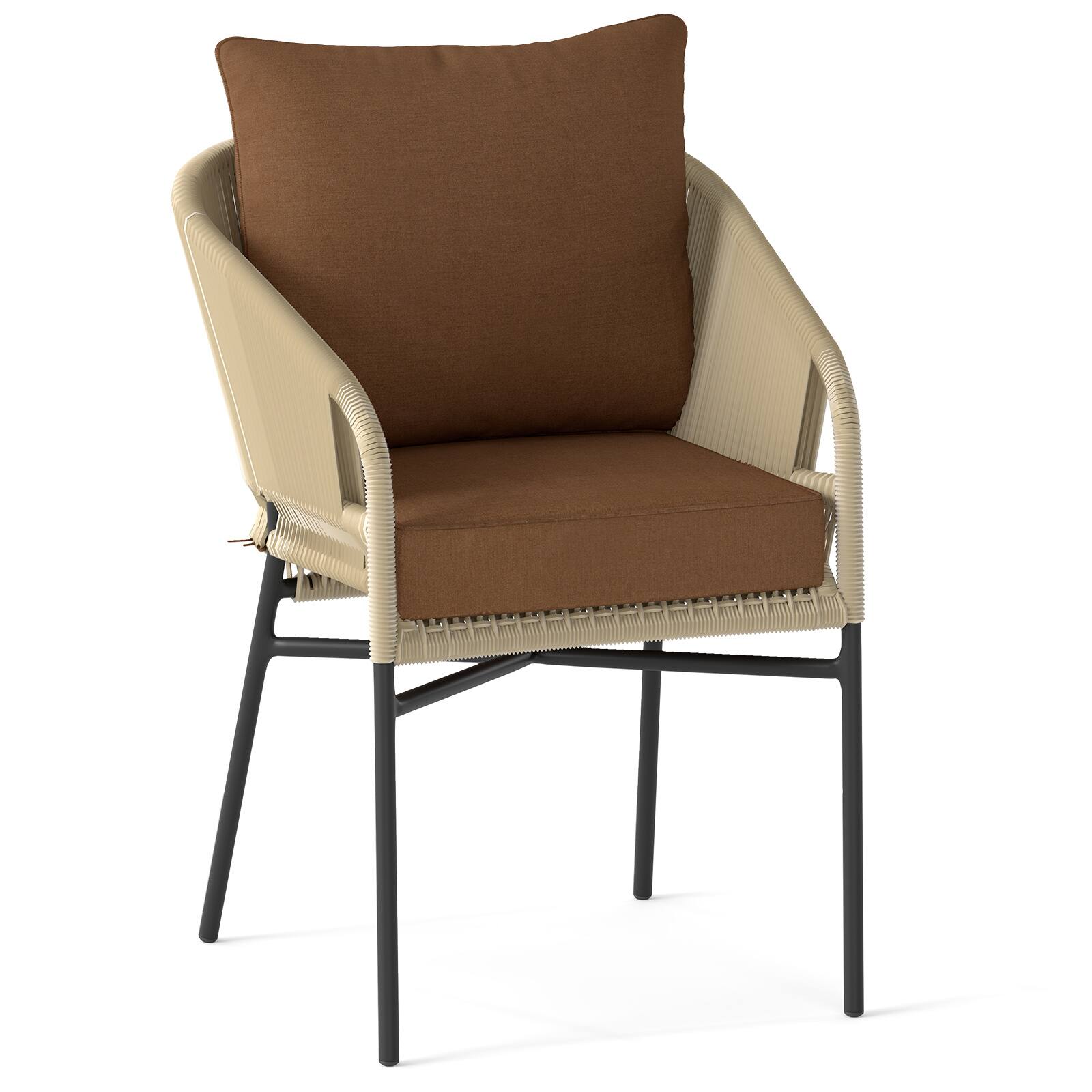 Alt View 8. Gymax - Gymax Deep Seat Chair Cushion Pads Set Indoor/Outdoor w/ Rope Belts Brown - Brown.