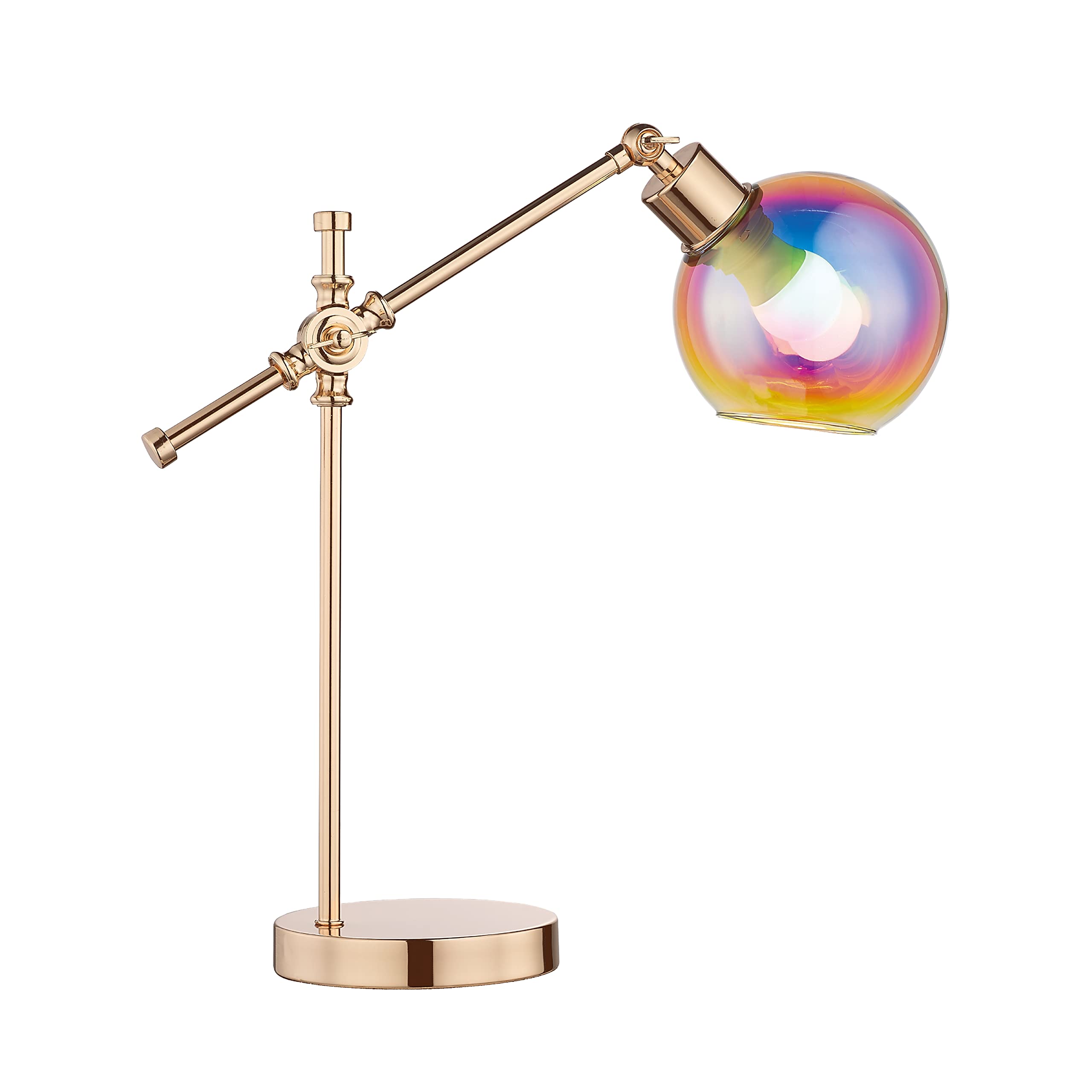 Front. TECH SAFARI - Table Lamps Swing Arm Desk With Iridescent Glass Shade And Finish Stylish Lighting Solution For Office Beds - Default.