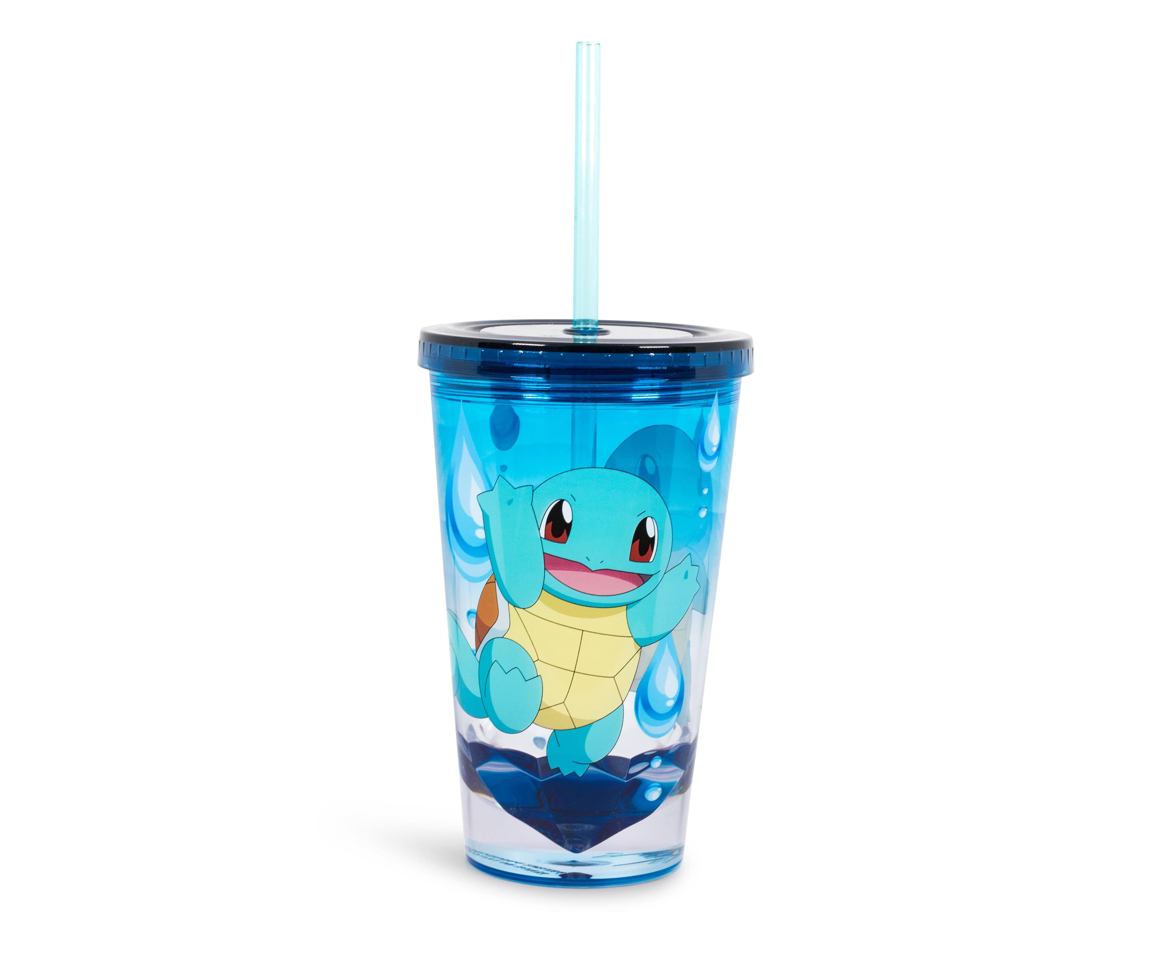 Pokémon - Pokemon Squirtle 16oz Plastic Carnival Cup Tumbler with Lid and Reusable Straw - Aqua