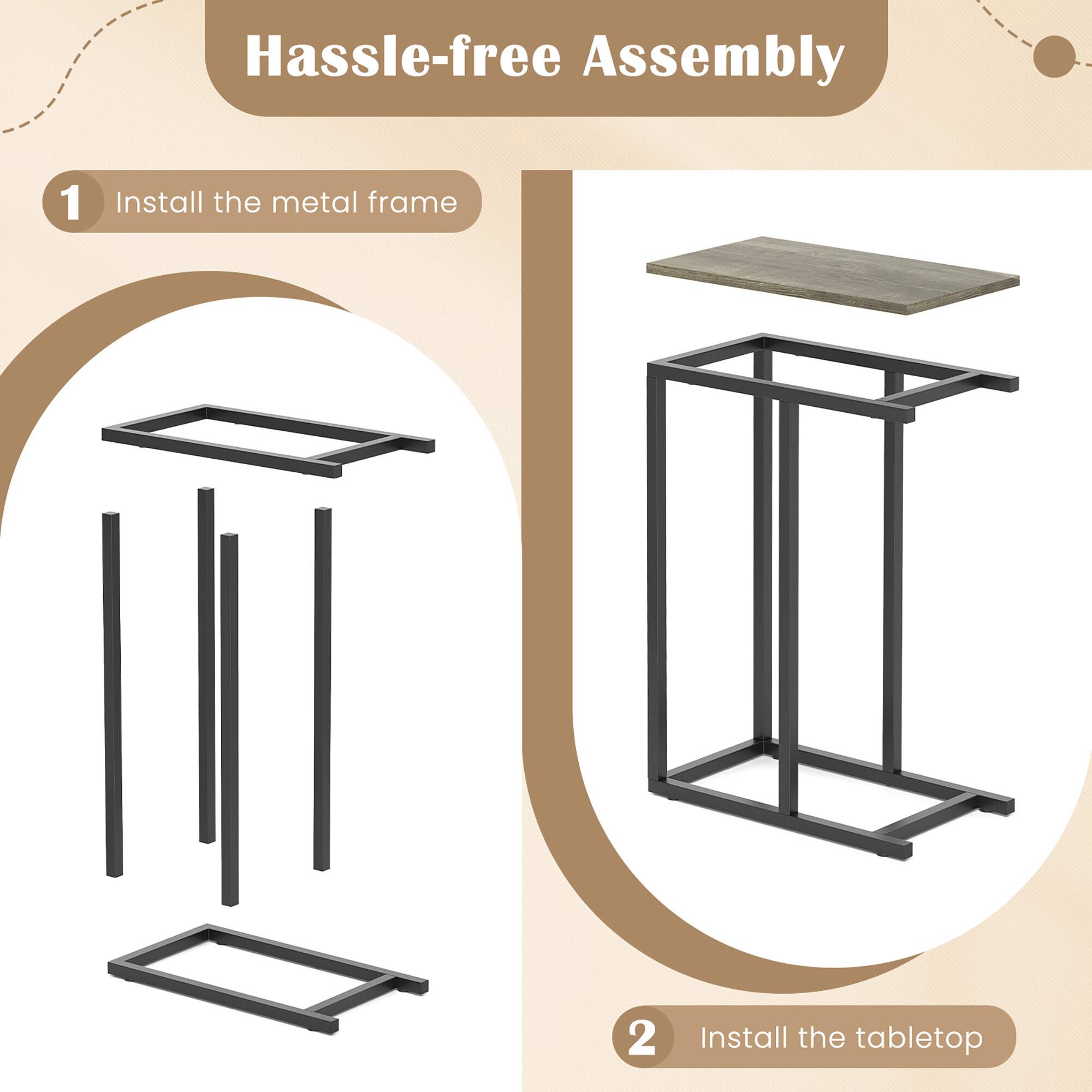 Hassle-free Assembly

1. Install the metal frame

2. Install the tabletop