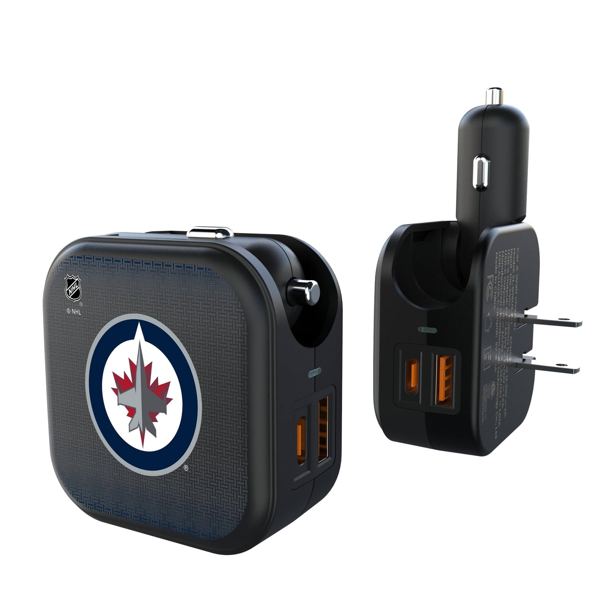 Front. Keyscaper - Winnipeg Jets 2-in-1 USB A/C Charger - Black.