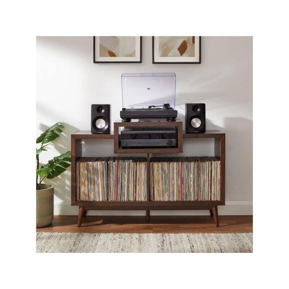 Alt View 3. Crosley Furniture - Nashville Medium Record Player Stand With Vinyl Storage - Brown.