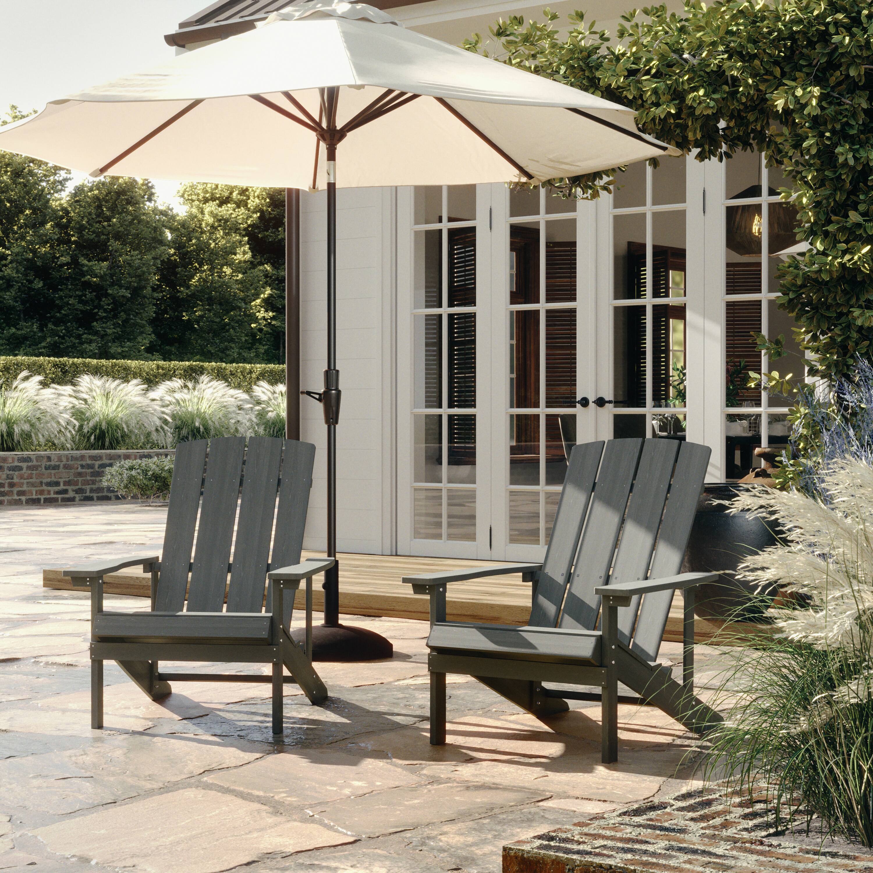 Alt View 1. Emma + Oliver - All-Weather Poly Resin Wood Adirondack Chair - Gray.