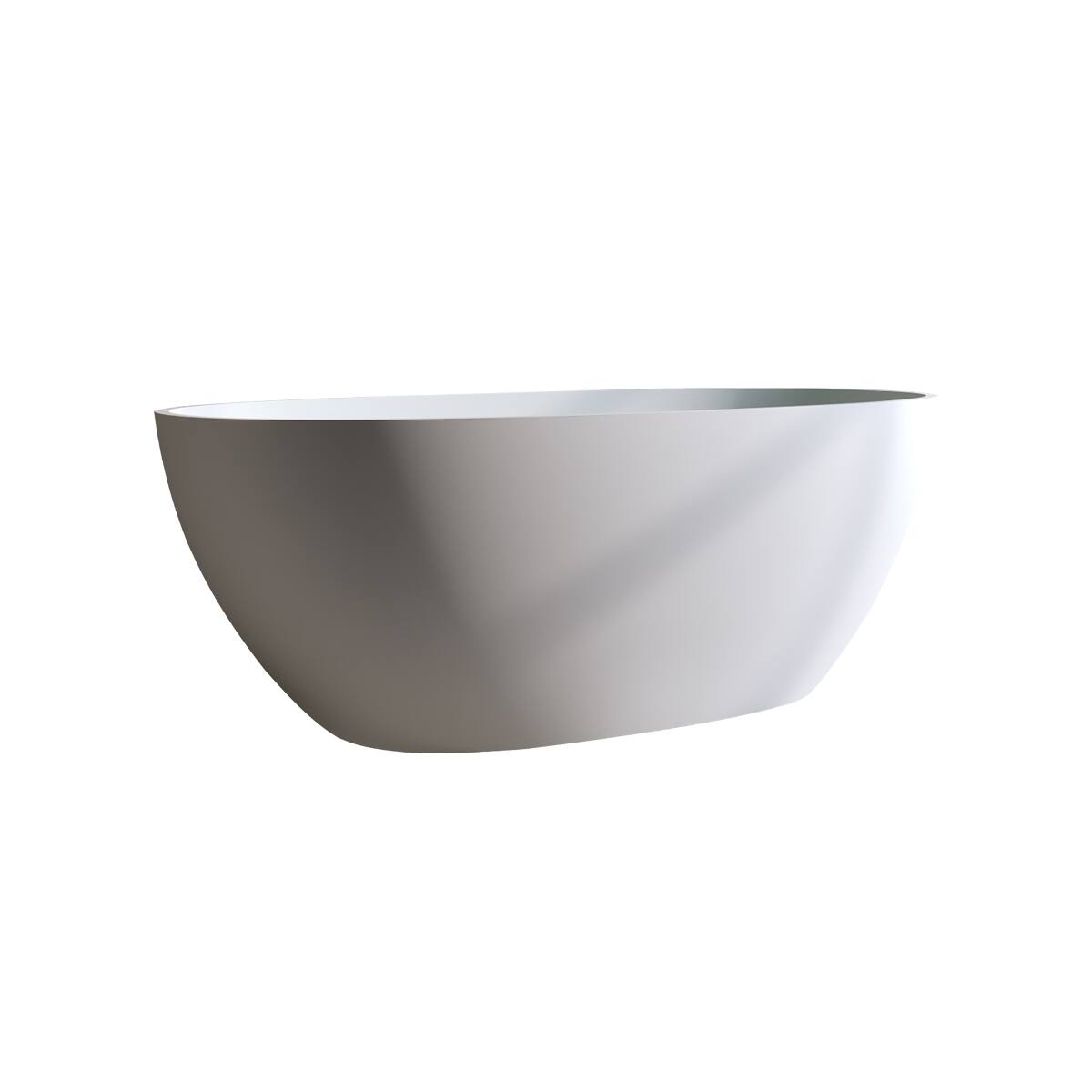 Alt View 7. Loheer - Loheer 66.9 in Solid Surface Freestanding Soaking Bathtub Matte White Oval Tub with Overflow Drain - Matte White.