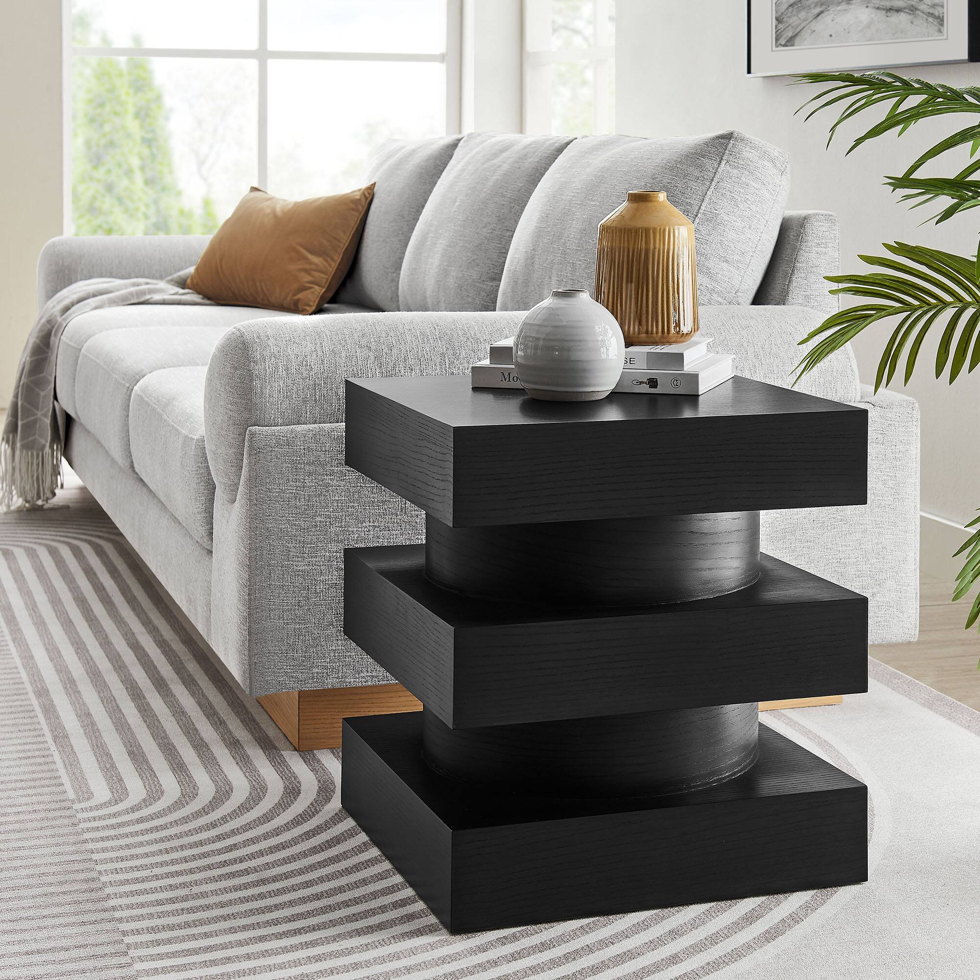 Perpetuate Totem End Table by Modway - Black