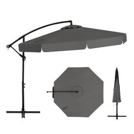 Gymax - 10FT Offset Hanging Umbrella Patio Cantilever Umbrella w/ Easy Tilt Adjustment - Gray