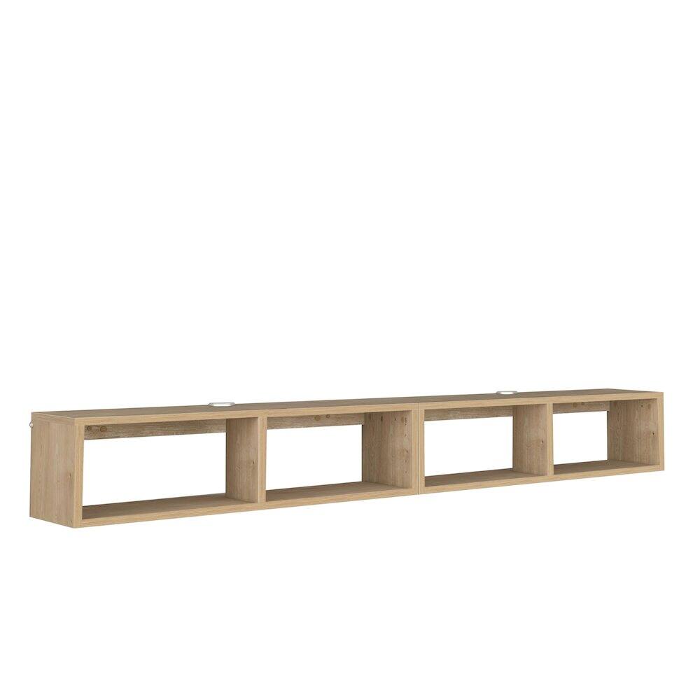 Front. Atelier Mobili - Floating TV Shelf - 75 Inch TV Stand - Modern Wall Mounted Design - Beige.